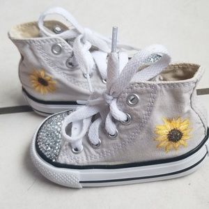 Converse hightops sunflower infant shoes sz 4